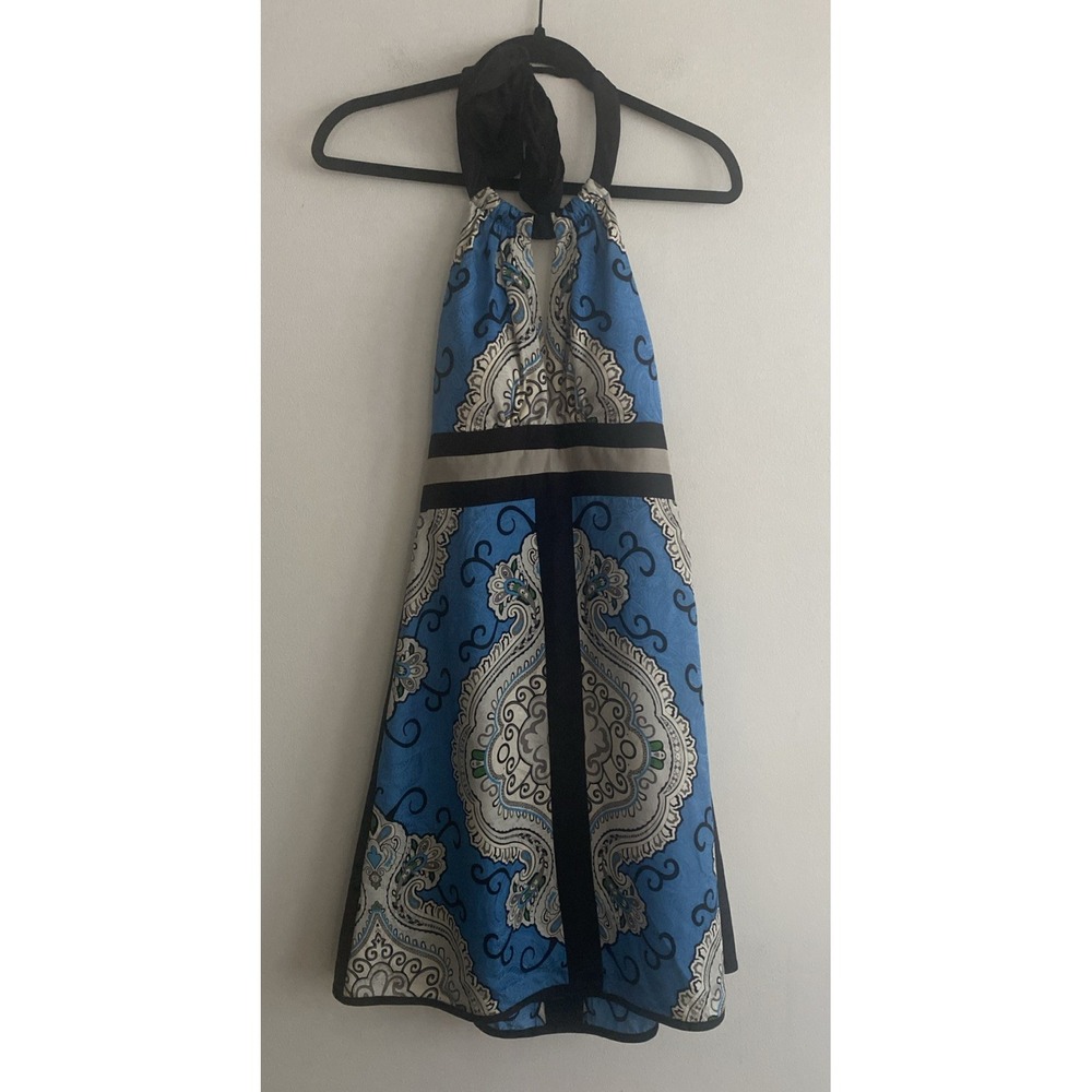 Vtg Y2K Halter Dress 100% Silk Bandana Print Size 2